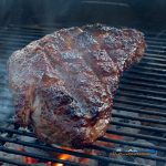 smoked tri tip reverse searing on grill