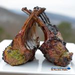 grilled rack of lamb on platter ready to eat