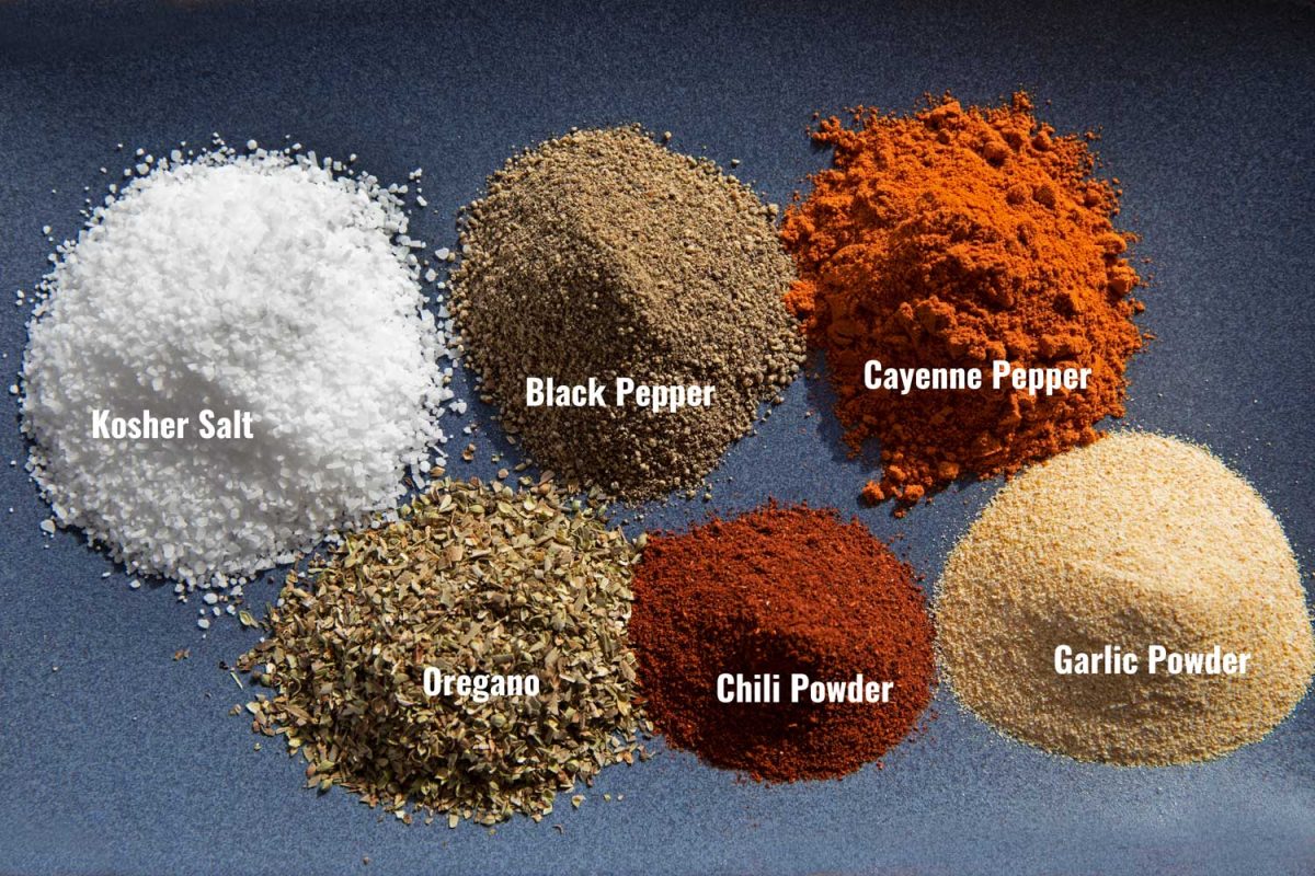 herbs and spices in piles on plate