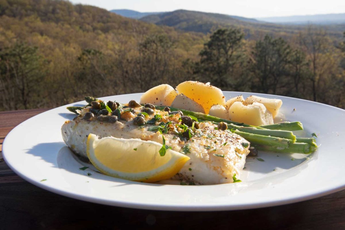 halibut and sides on plate