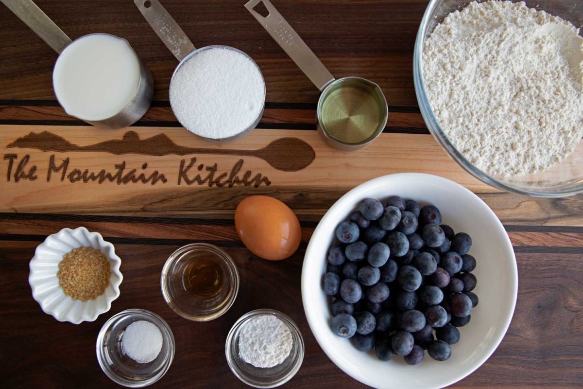 ingredients to make blueberry bread