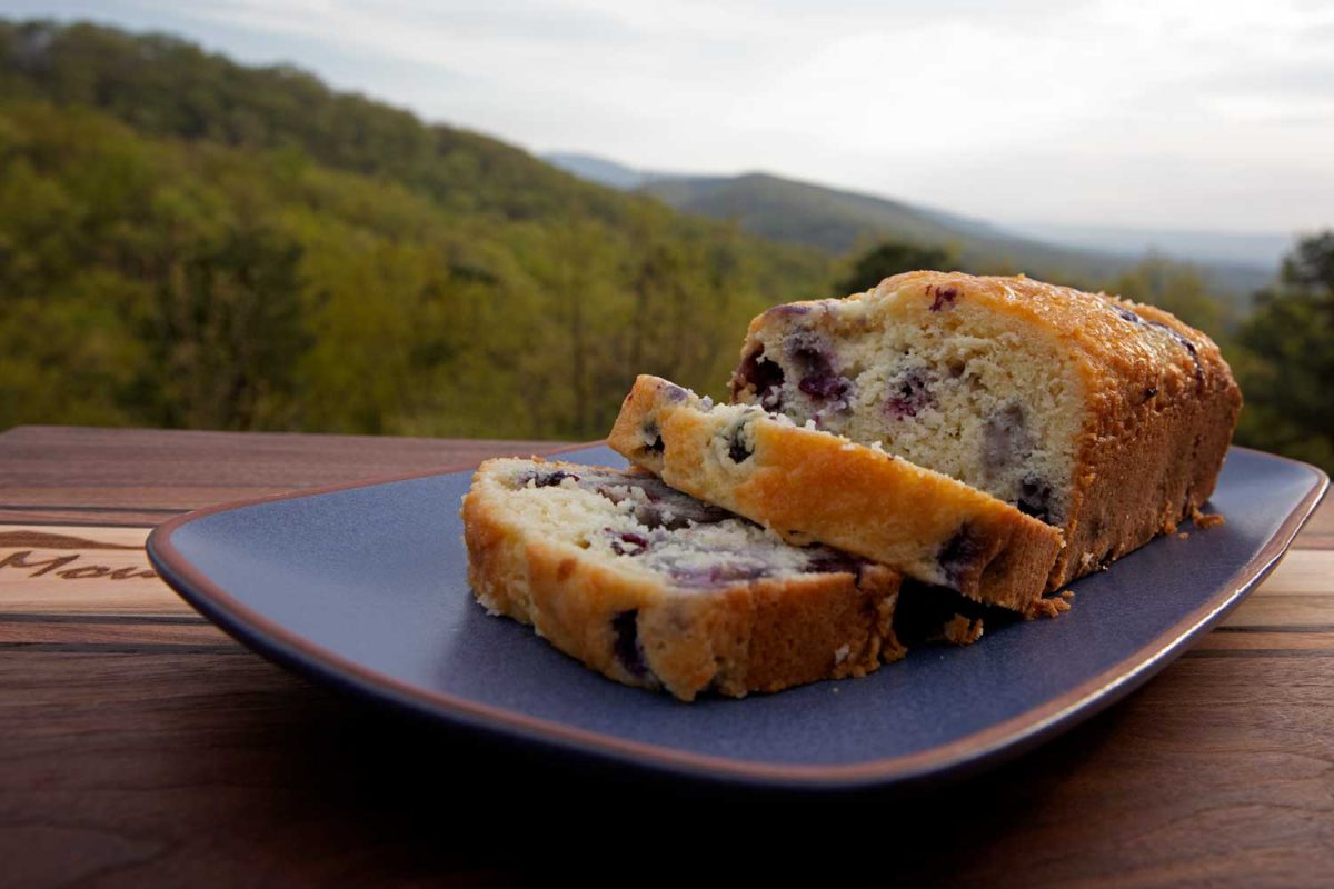 sliced blueberry bread on plate