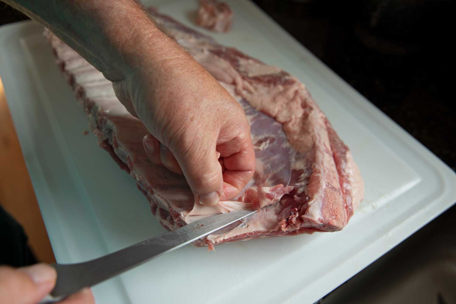 pulling membrane from ribs