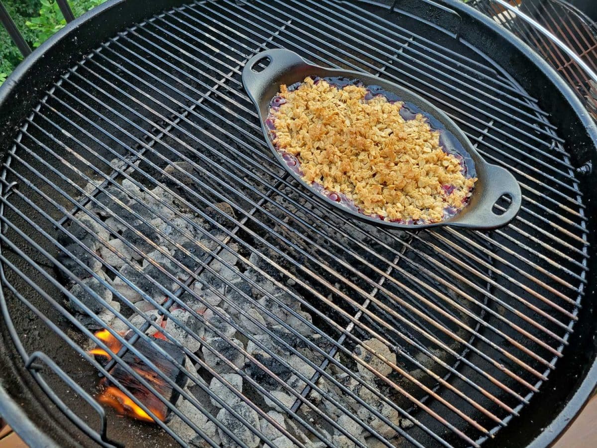 cherry crisp grilling over indirect heat