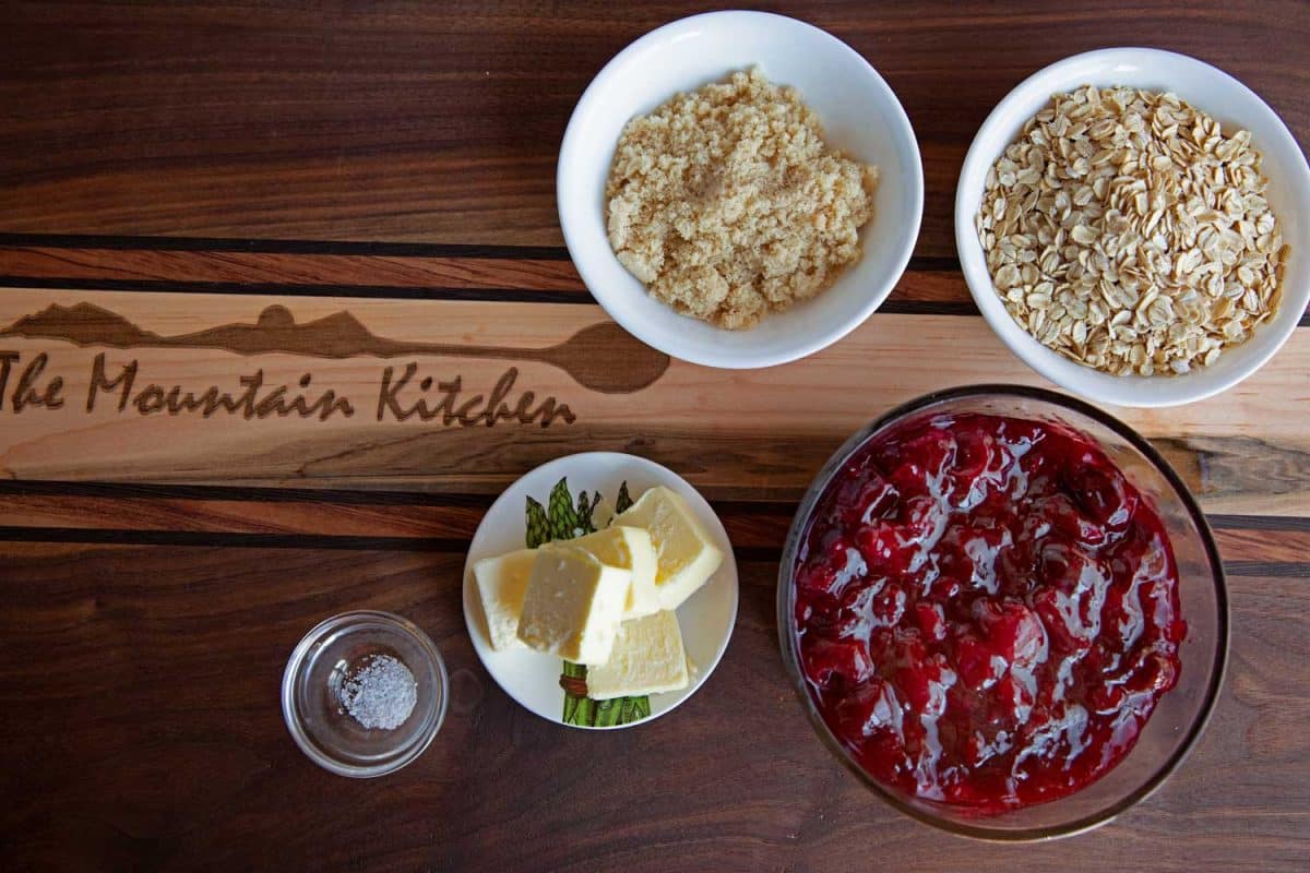 ingredients to make grilled cherry crisp