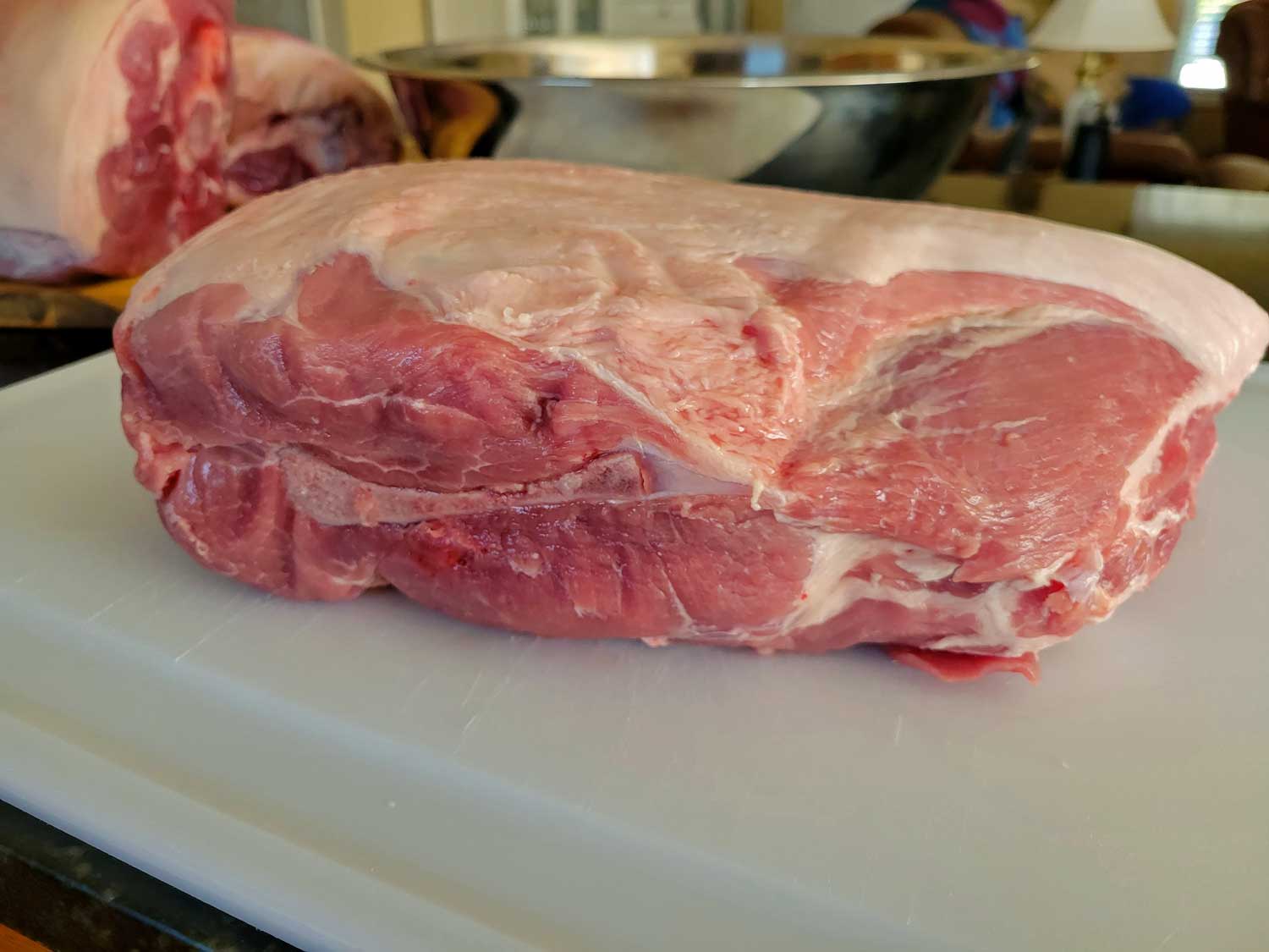 a look at raw pork butt from the side