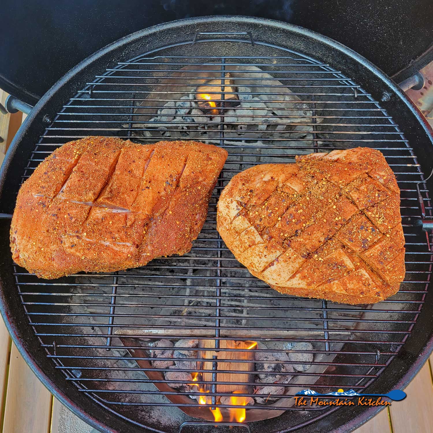 pork shoulder and pork butt on grill