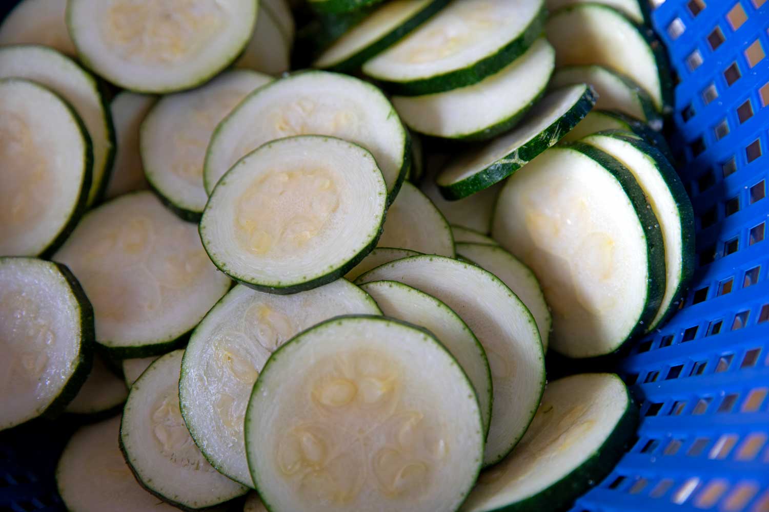 salted zucchini in colander