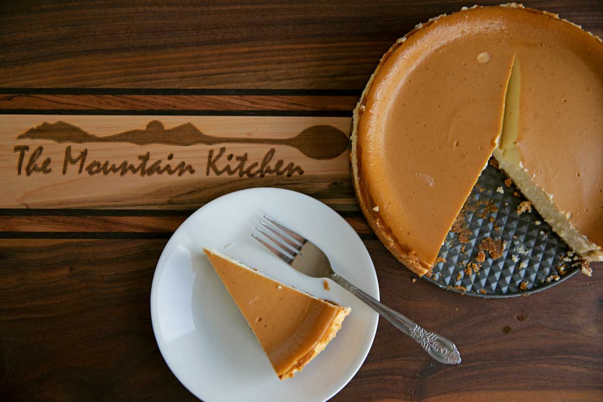 slice of smoked cheesecake on plate