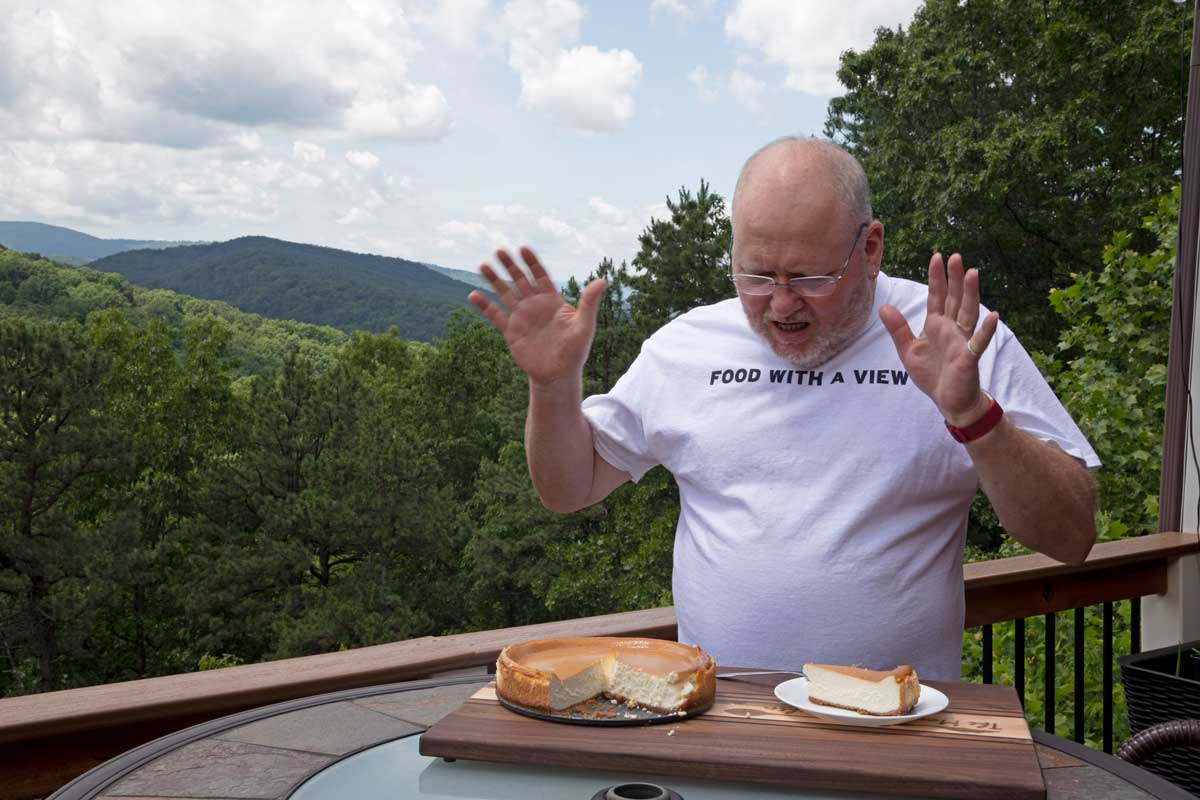 David surrenders to the smoked cheesecake
