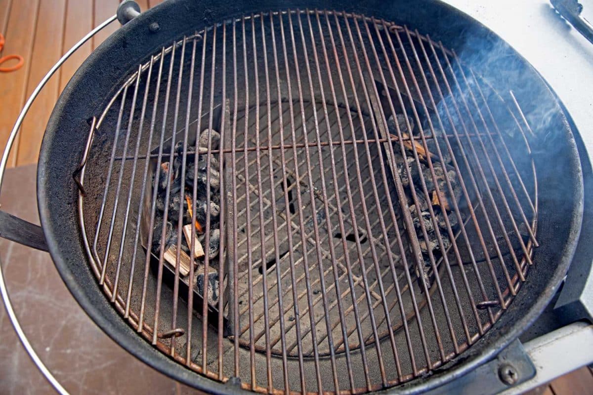 grill setup for smoking pie