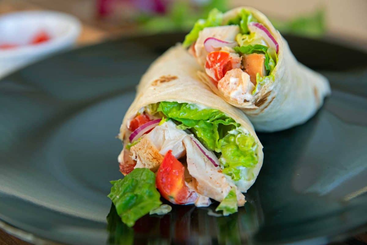 smoked turkey wrap on plate