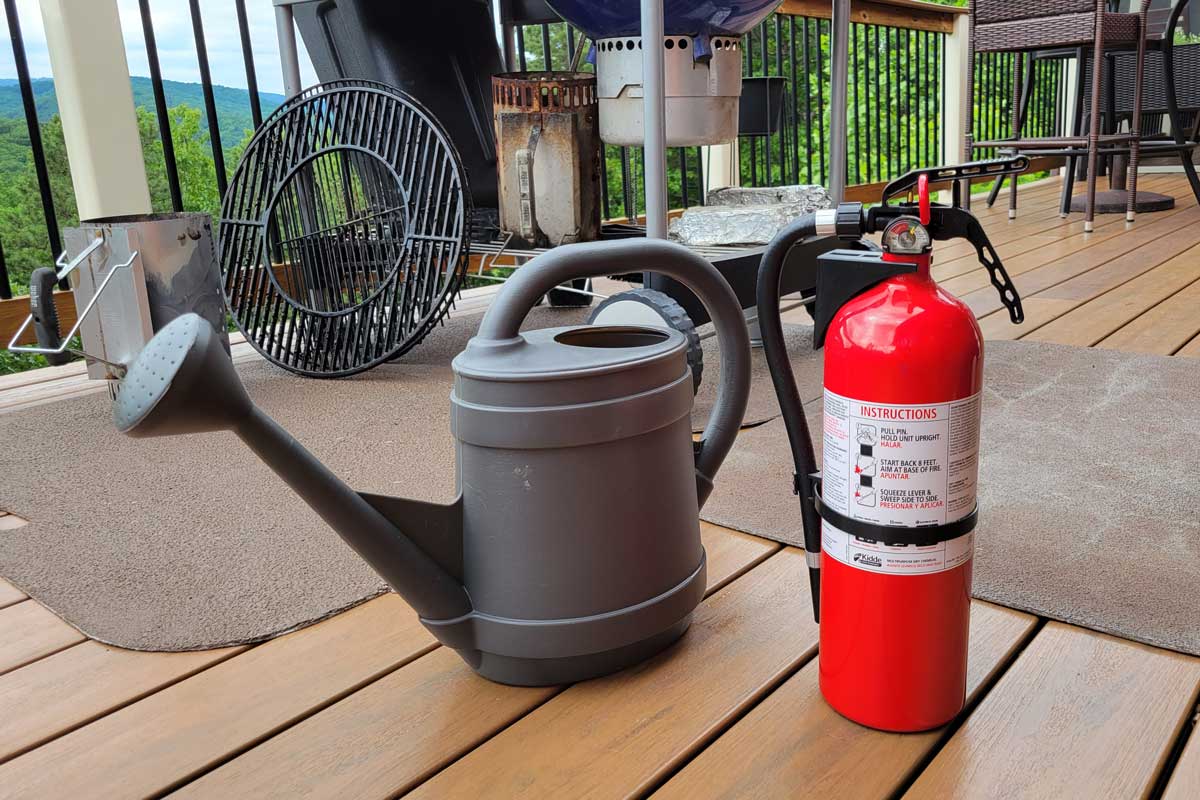 water can and fire extinguisher