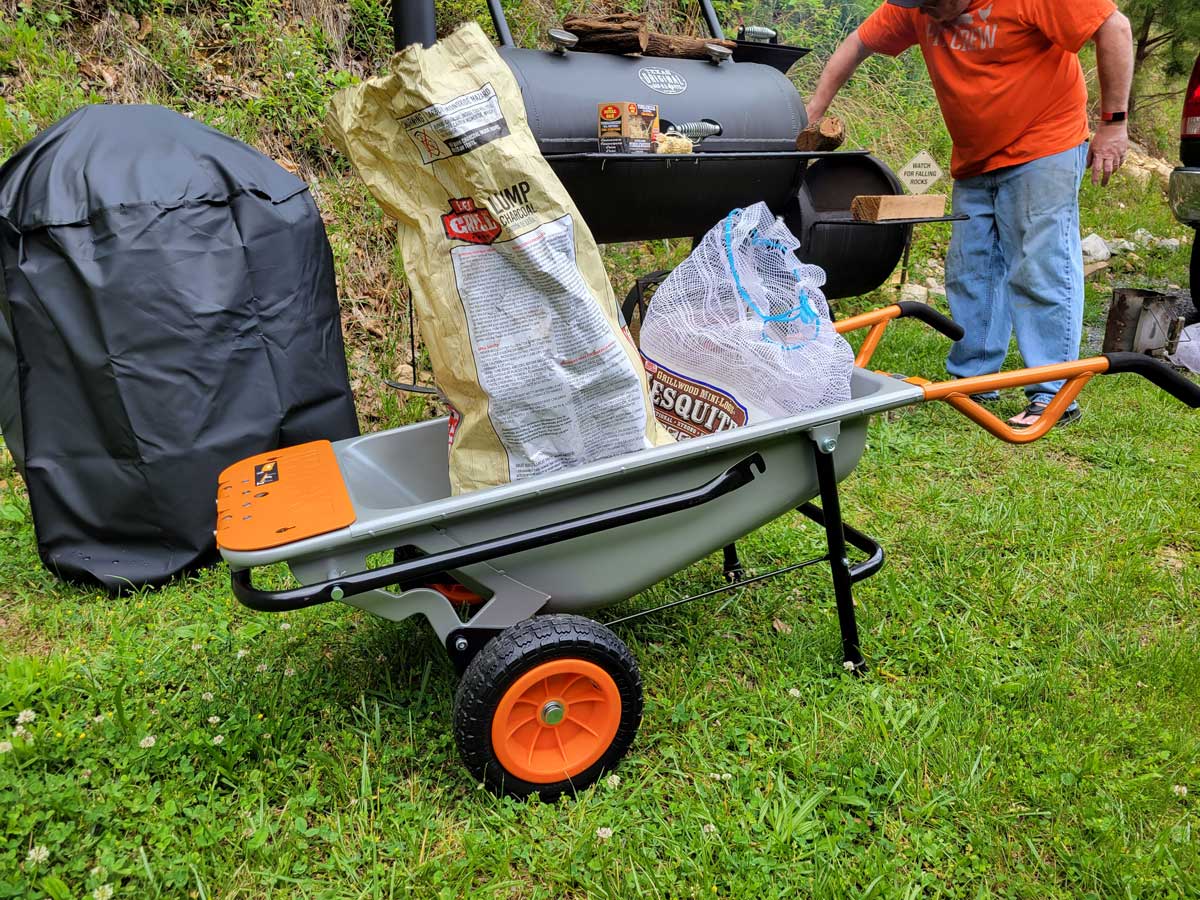 wheel barrow for hauling charcoal and wood