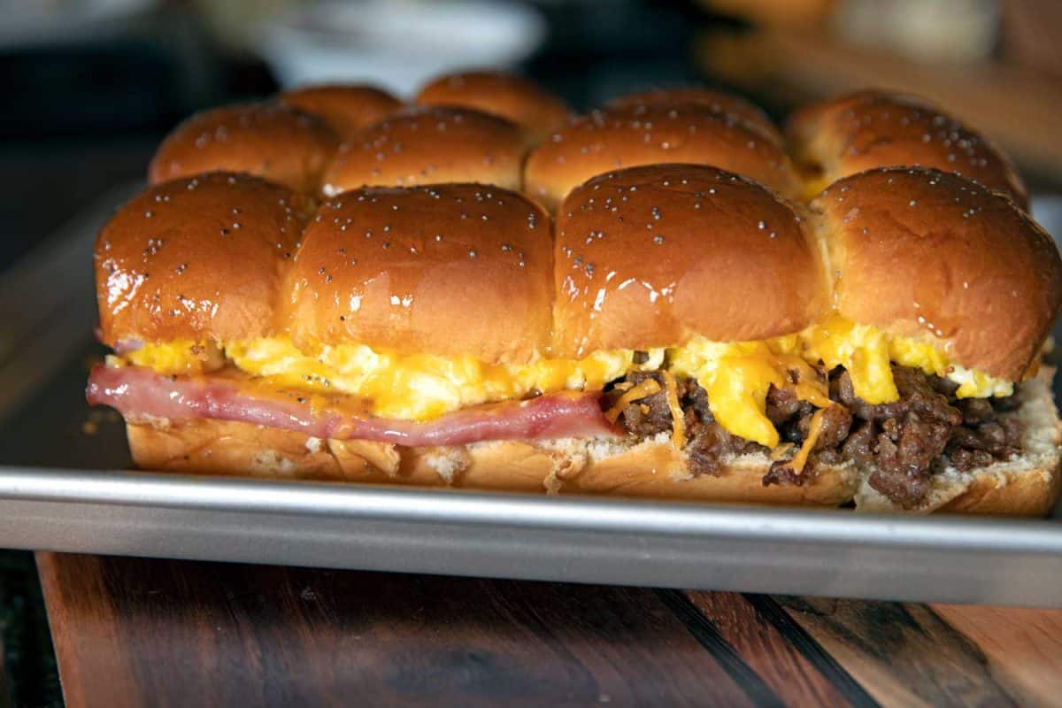 sausage and ham breakfast sliders