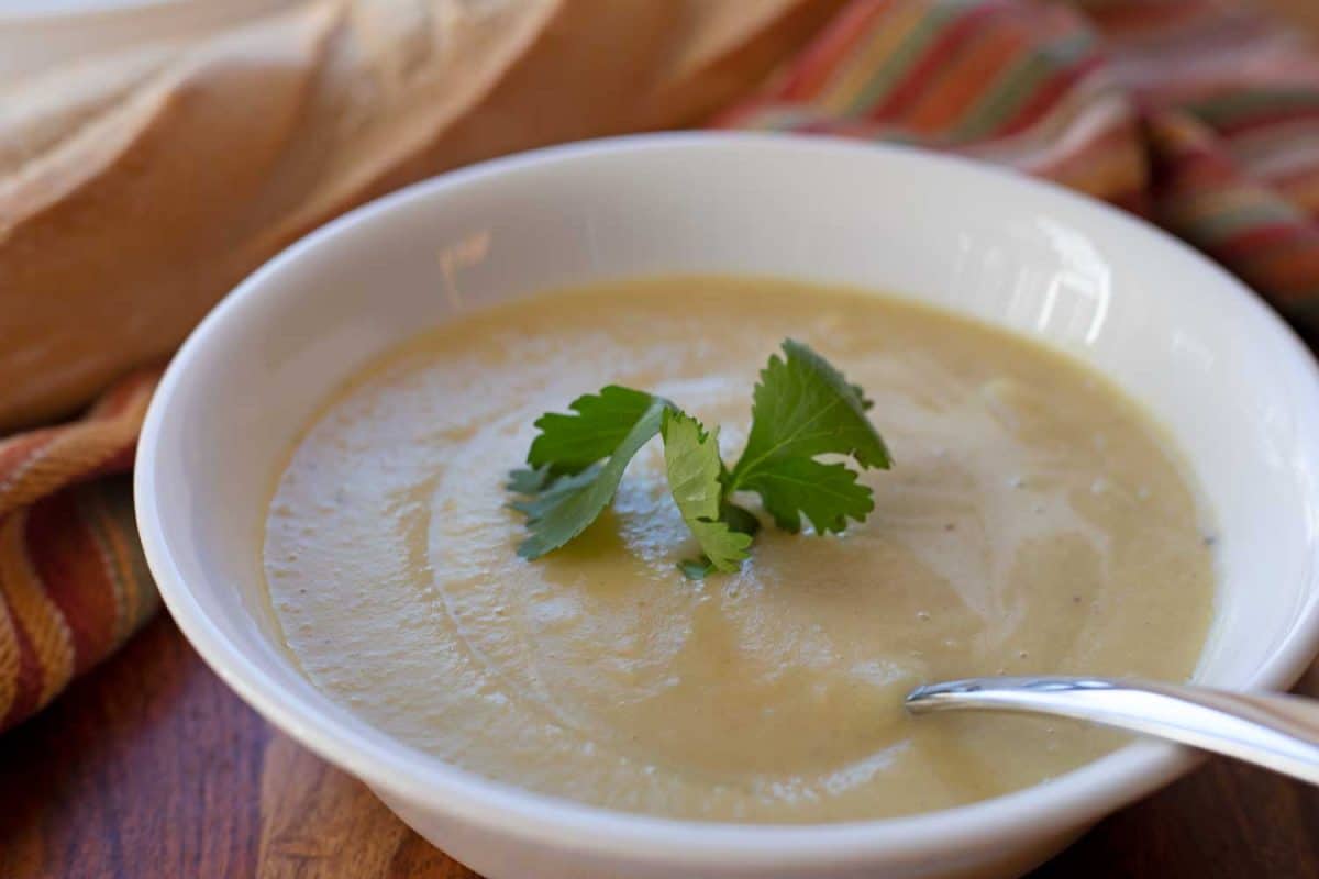 bowl of turnip soup ready to eat