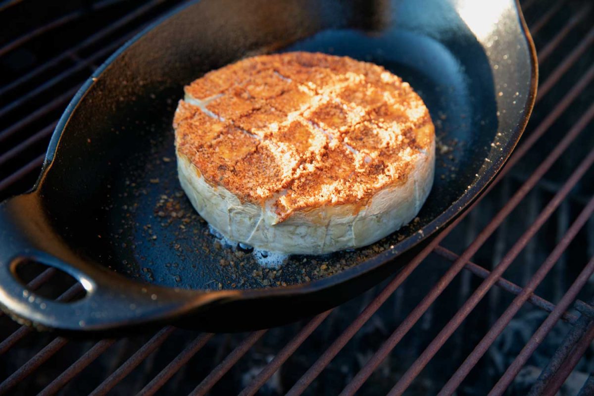 prepared brie cheese grilling