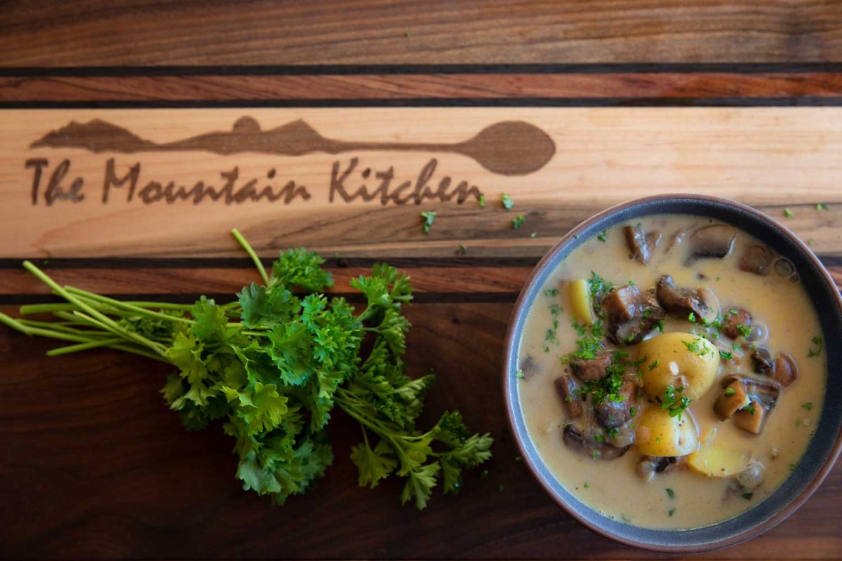bowl of soup with parsley
