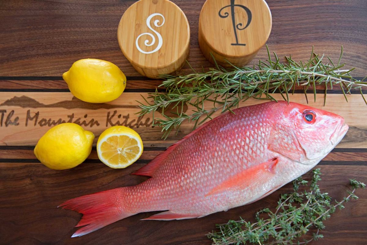 ingredients to make grilled whole red snapper
