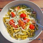 pesto pasta in bowl ready to eat