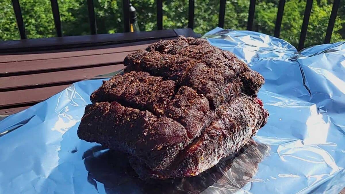 pork but with mahogany colored bark before wrap in foil