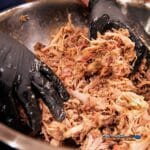 smoked pulled pork in pan