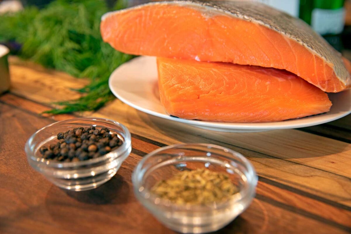 salmon fillets on plate