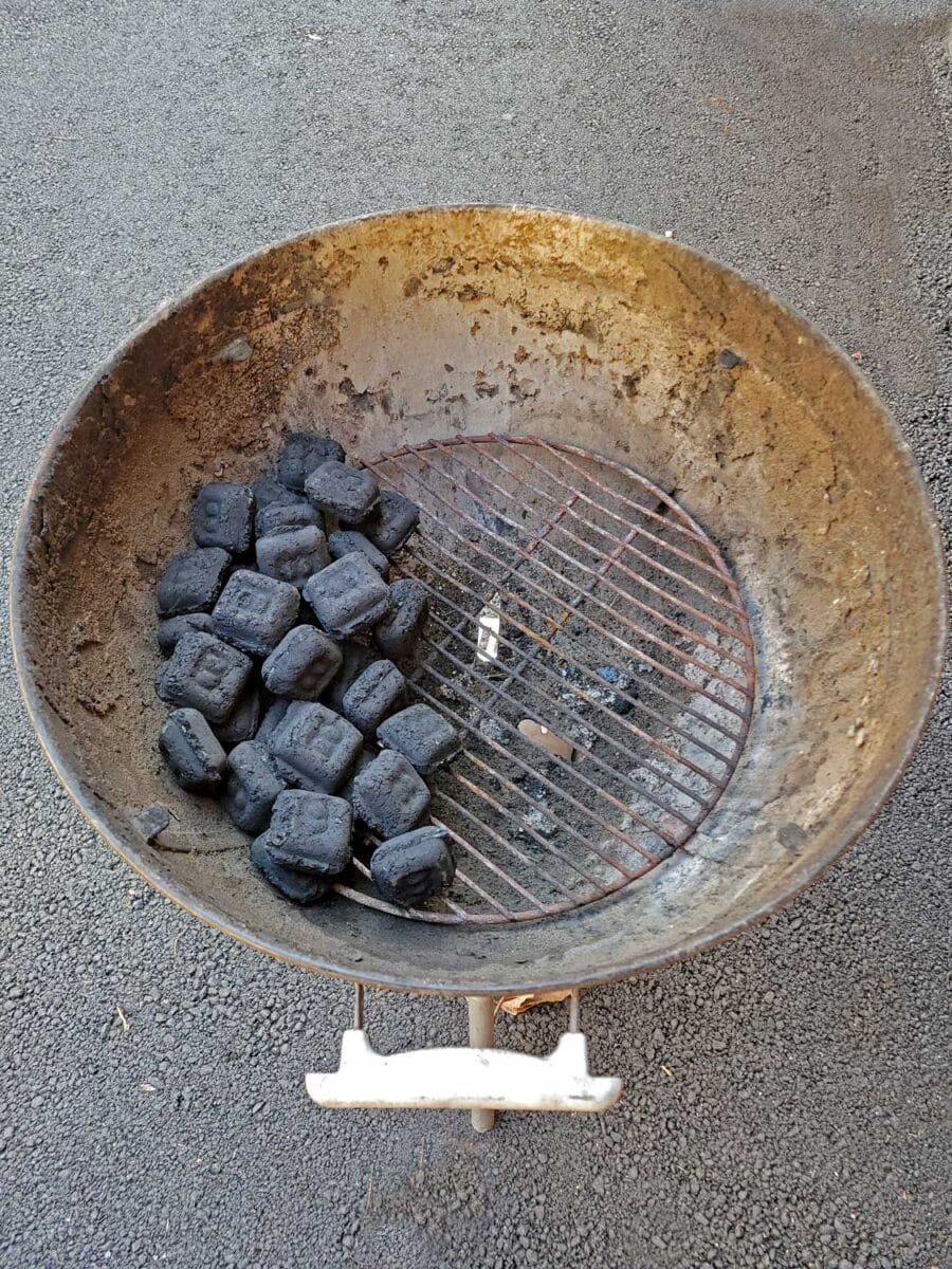 two-zone charcoal configuration (indirect heat)
