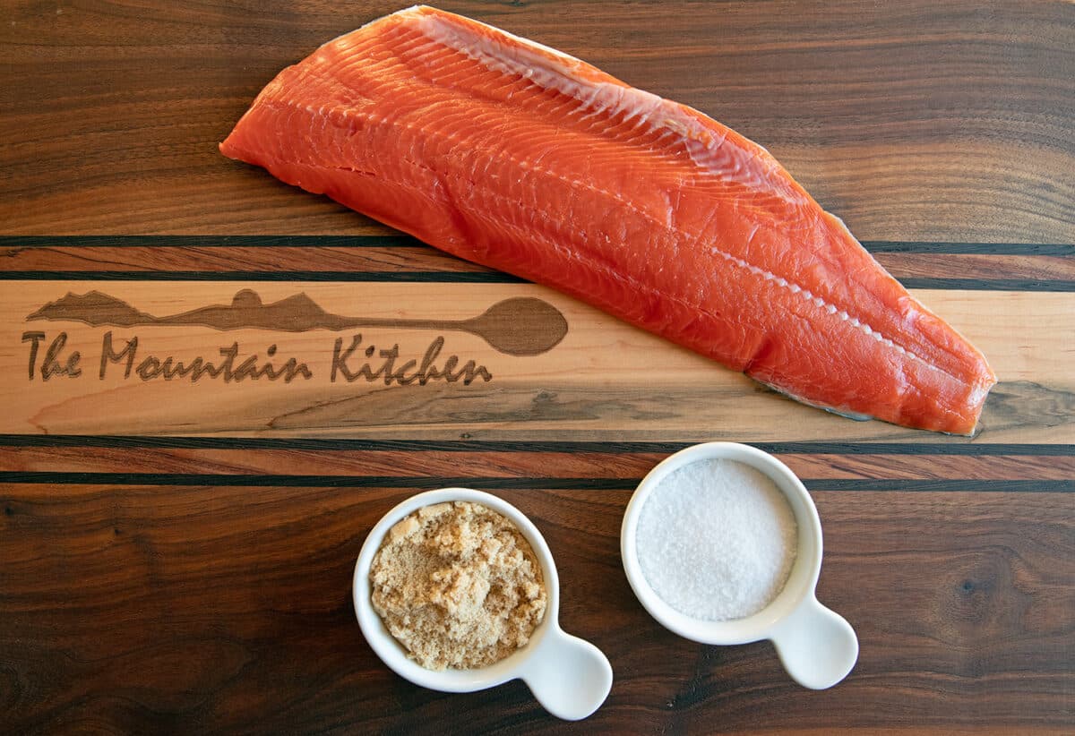 ingredients to make smoked salmon dry brine recipe