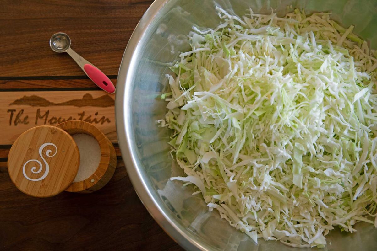 shredded cabbage and salt