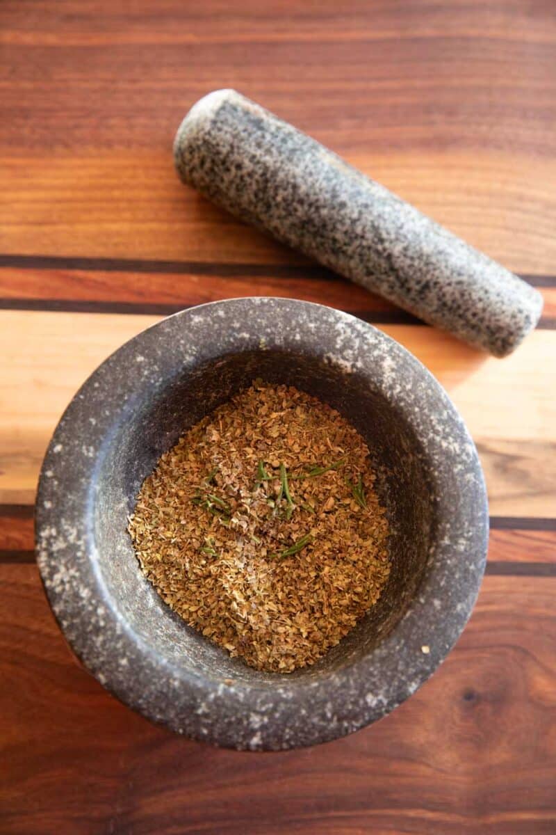 Italian seasoning in mortar