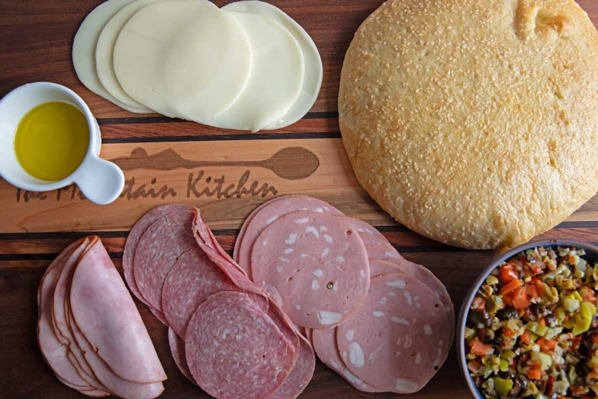 ingredients to make muffuletta sandwich recipe