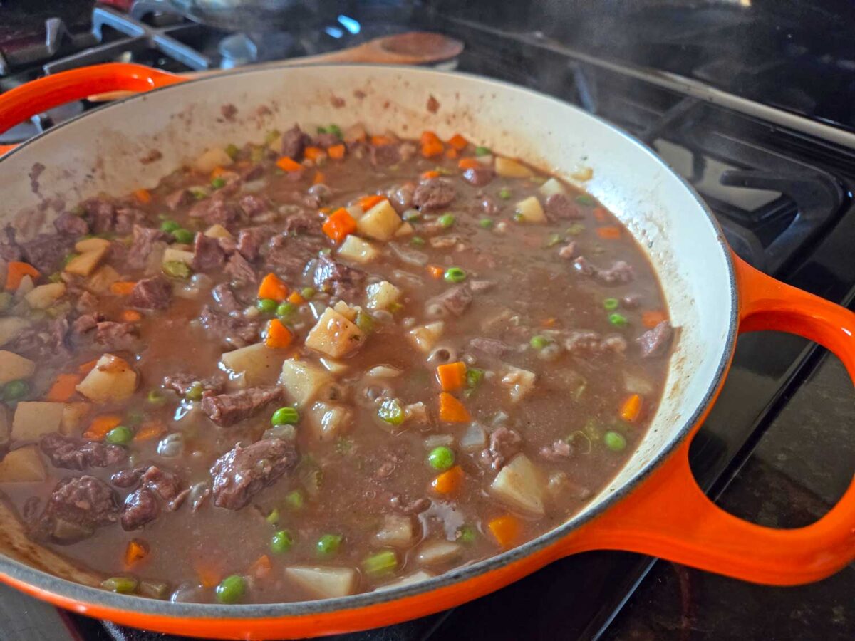 filling simmering on stove